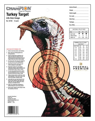 PAPER 12-PK.CHAMPION LIFE SIZE TURKEY TRGT - American Ordnance