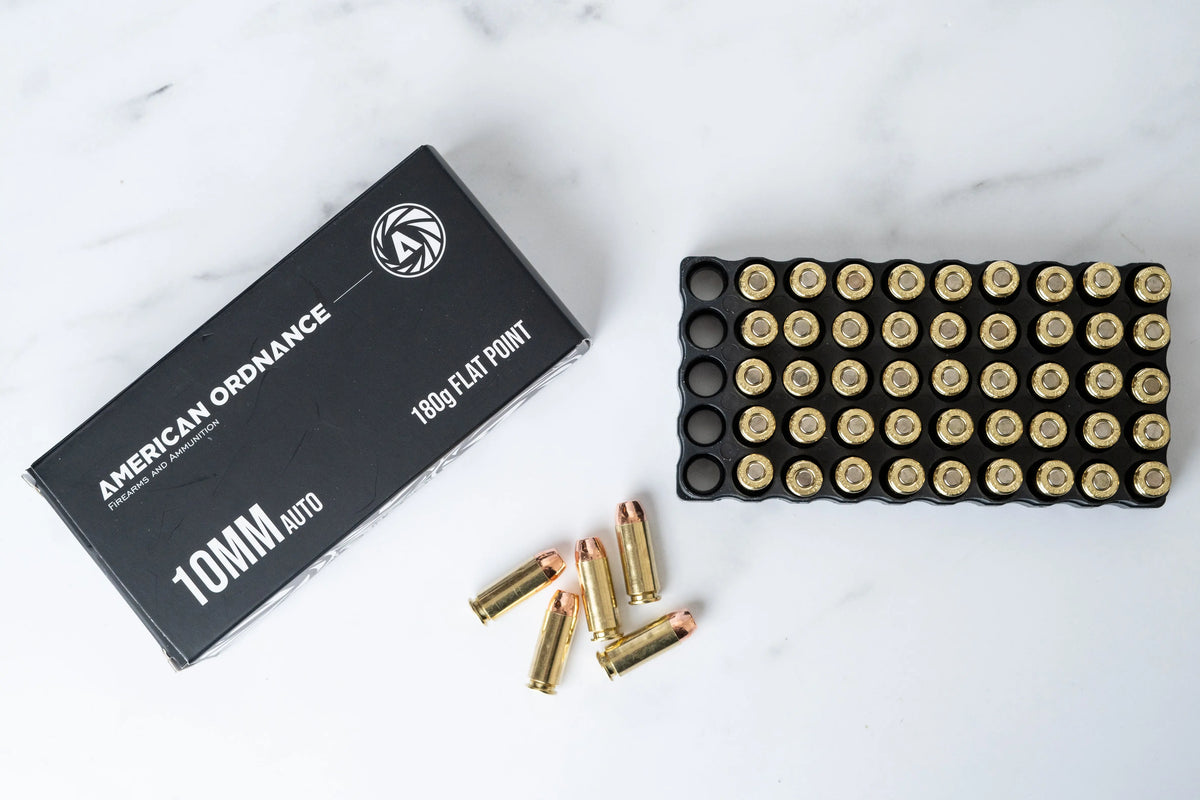 10MM Auto 180g Flat Point FMJ 50 Round Box - American Ordnance