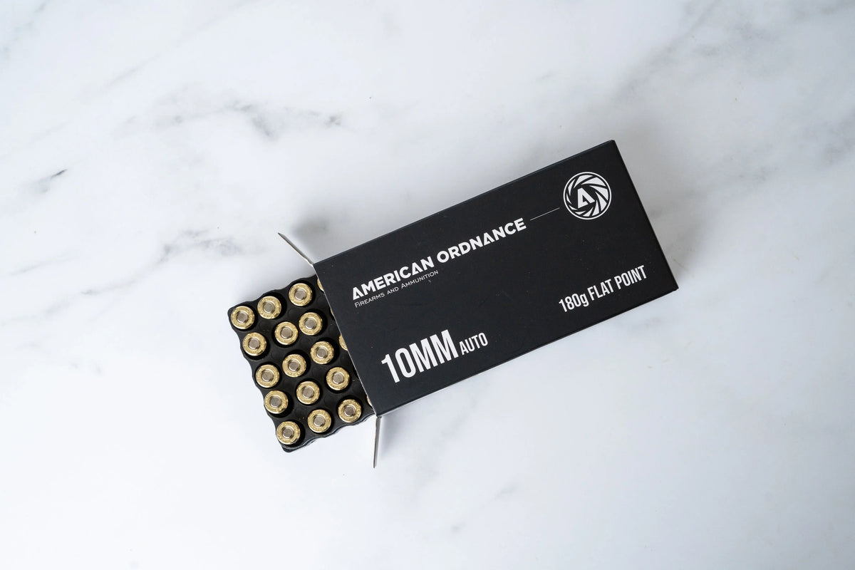 10MM Auto 180g Flat Point FMJ 50 Round Box - American Ordnance