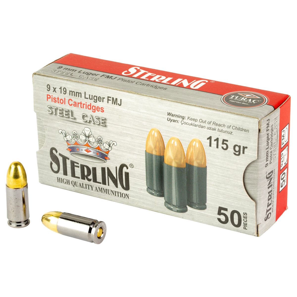 STERLING 9MM 115GR FMJ STEEL 50RD