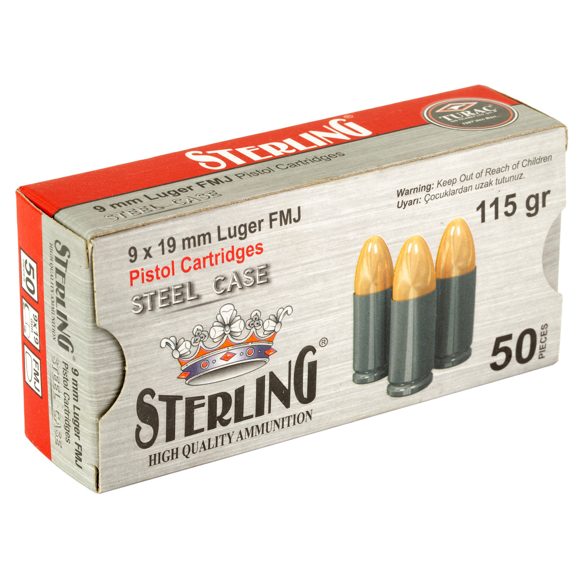 STERLING 9MM 115GR FMJ STEEL 50RD