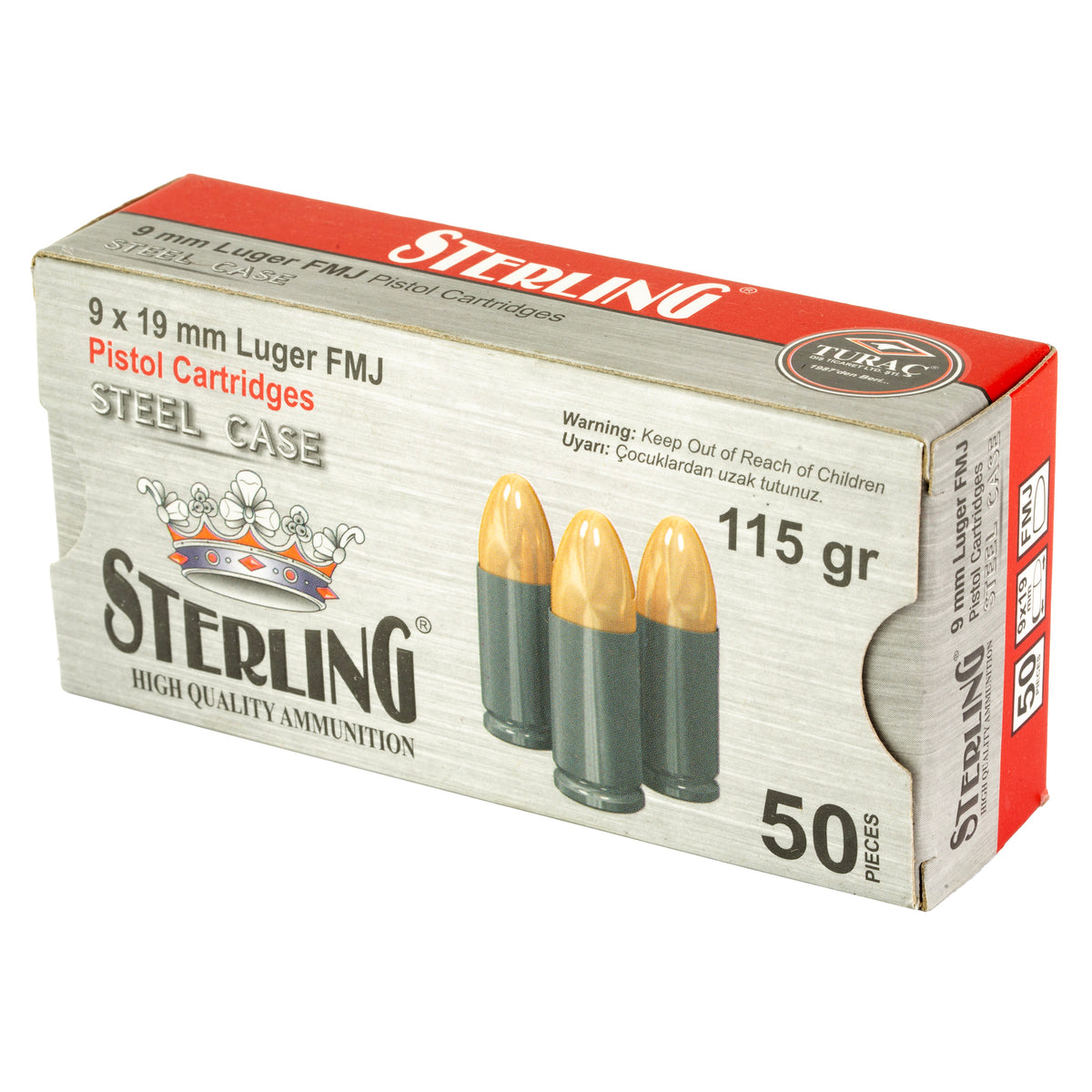 STERLING 9MM 115GR FMJ STEEL 50RD