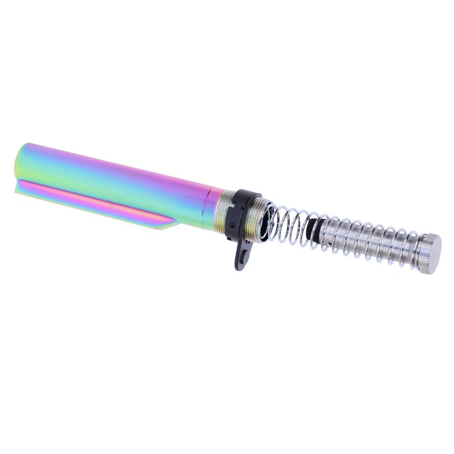 GUNTEC AR15 BUFFER TUBE WITH BUFFER &amp; SPRING RAINBOW PVD
