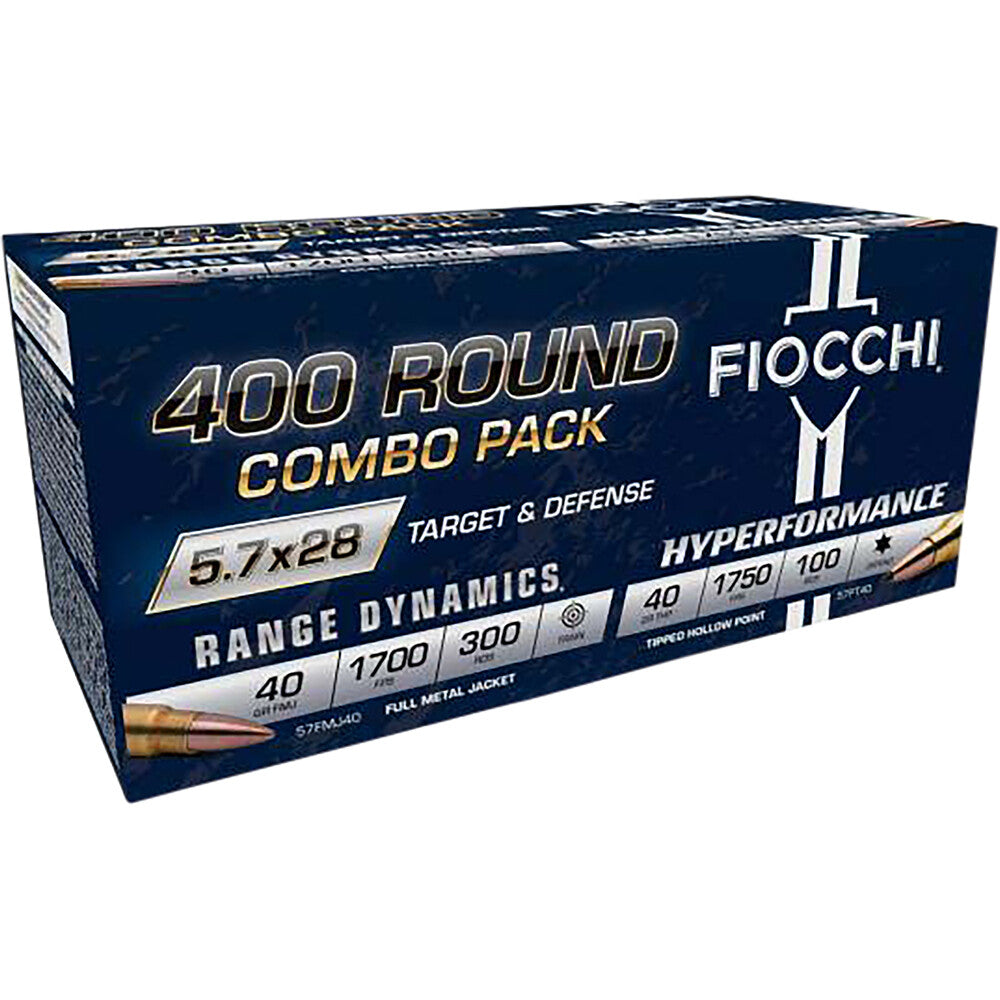 FIOCCHI 5.7X28 300RD 40GR FMJ 100RD 40GR JHP COMBO PACK