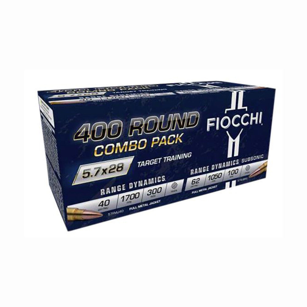 FIOCCHI 5.7X28 300RD 40GR FMJ 100RD 62GR FMJ COMBO PACK